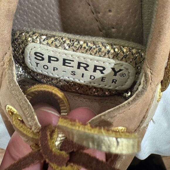 Sperry size 8 Women's angelfish Brown and Gold boat shoe Loafers - Picture 6 of 13